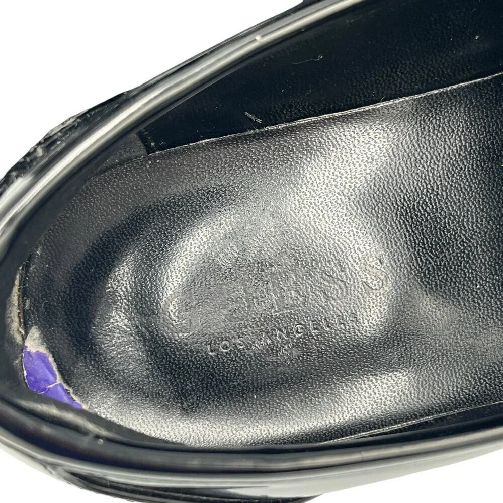 GUESS Womens 8.5 M Hillford Chunky Black Patent Leather Platform Loafer Lug Sole